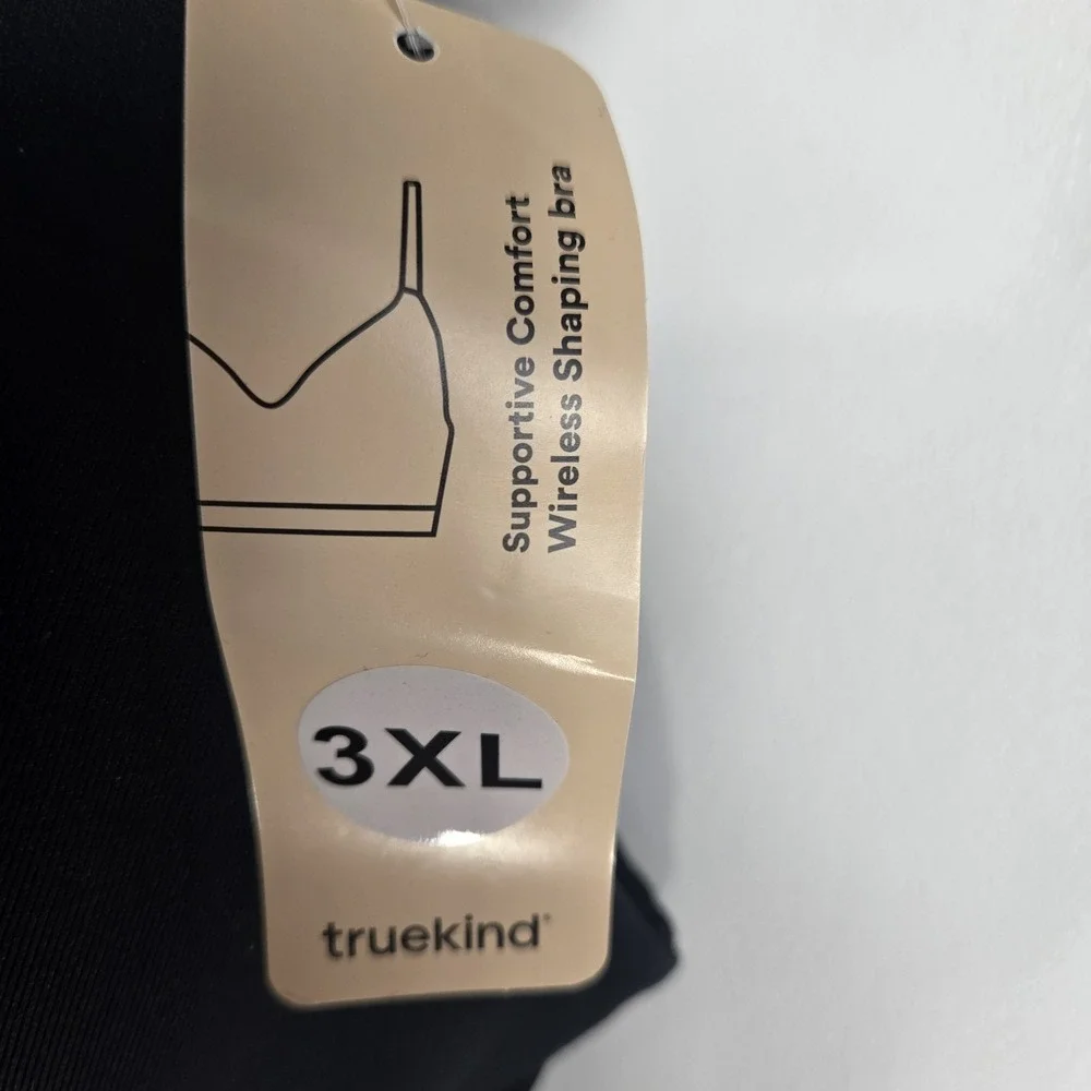 Truekind 10210 Supportive Comfort Wireless Shaping‎ Bra Black Size 3XL NWT